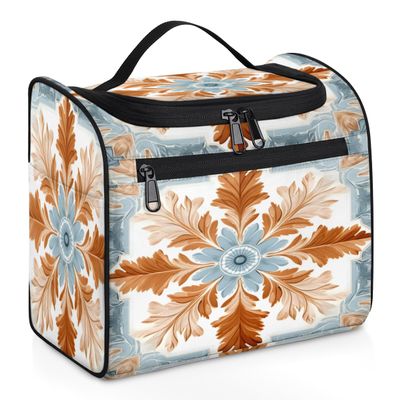 Adornori Retro Flower Travel Toiletry Bag for Men and Women, Large Hanging Makeup Bag Organizer Toiletries Bag for Travel, Boho Flowers Cosmetic Bag with Handle