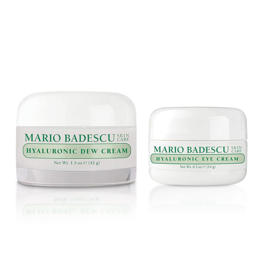 Mario Badescu Hyaluronic Dew Cream & Hyaluronic Eye Cream Bundle for Face and Eyes, Lightweight Hydrating Moisturizer Duo for Dewy Skin, Fine Lines, and Dark Circles