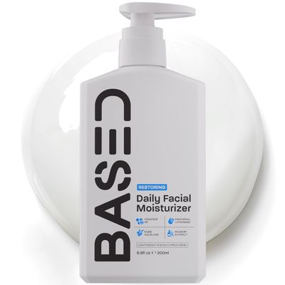 BASED Men's Daily Face Moisturizer - Daily Facial Moisturizer with Squalane & Rosehip Oil - Strengthens Skin Barrier - All Skin Types (6.8 Fl Oz Pack of 1)