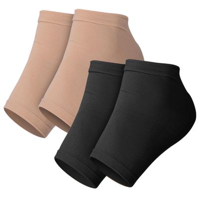 EXQUIMEUBLE Silicone Heel Protectors 2 Pairs Reusable Moisturizing Foot Sleeves for Men and Women Breathable and Elastic Heel Socks