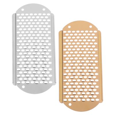 DEARMAMY 2pcs Foot File Set Stainless Steel Dead Skin Remover Scraper for Dry Cracked Feet Heel Grater Comfortable Handle for Home Use