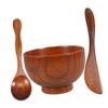 Anneome 3-Piece Wooden Facial Mask Mixing Bowl Set Spa Tools with Applicator Spoon Spatula for DIY Skincare and Mud Mask Preparation view 1