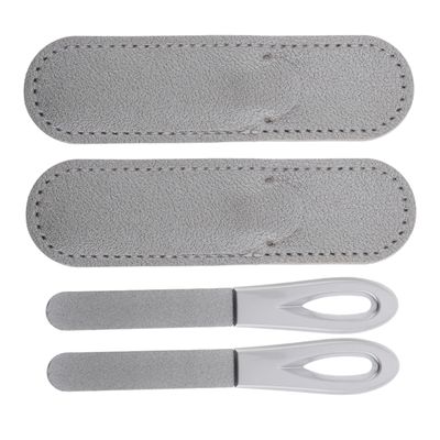 Beaupretty 2sets Portable Double Sided Nail File Professional Nail Tools Fingernail File Pu Case Shaper for Thick for Natural