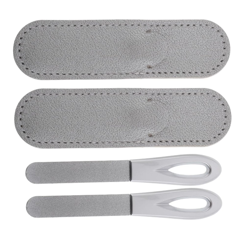 Beaupretty 2sets Portable Double Sided Nail File Professional Nail Tools Fingernail File Pu Case Shaper for Thick for Natural