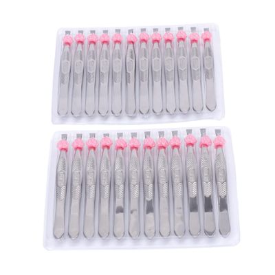 Beaupretty 24pcs Stainless Steel Flat Tip Tweezers Eyebrow Tweezers Hair Removal for Eyebrow Grooming
