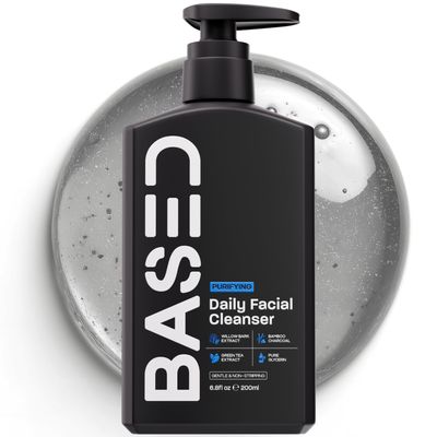 BASED Daily Facial Cleanser for Men - Deep Cleaning Formula with Bamboo Charcoal & Willow Bark - Removes Buildup Without Stripping - Clear Skin (6.8 Fl Oz Pack of 1)