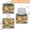 Adornori Orange Travel Toiletry Bag for Men and Women, Large Hanging Makeup Bag Organizer Toiletries Bag for Travel, Fruits Flower Cosmetic Bag with Handle view 2