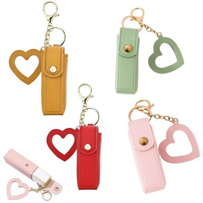 4PCS Lip Oil Keychain - Mirror & Oil 2-in-1, Lipstick Holder Keychain with Mirror, Portable Lip Balm Holder for Travel Gift (Style 2)