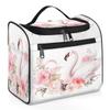 Adornori Cute Swan Travel Toiletry Bag for Men and Women, Large Hanging Makeup Bag Organizer Toiletries Bag for Travel, Flower Swan Cosmetic Bag with Handle view 1