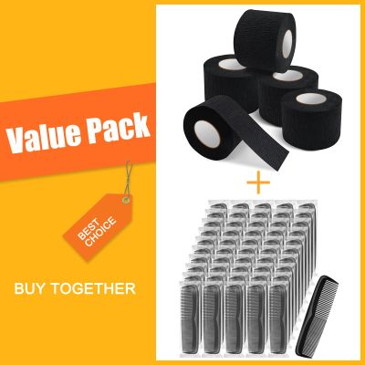 NICEMOVIC 5 Rolls Disposable Barber Paper Neck Strips and 50 Pack Pocket Combs for Men