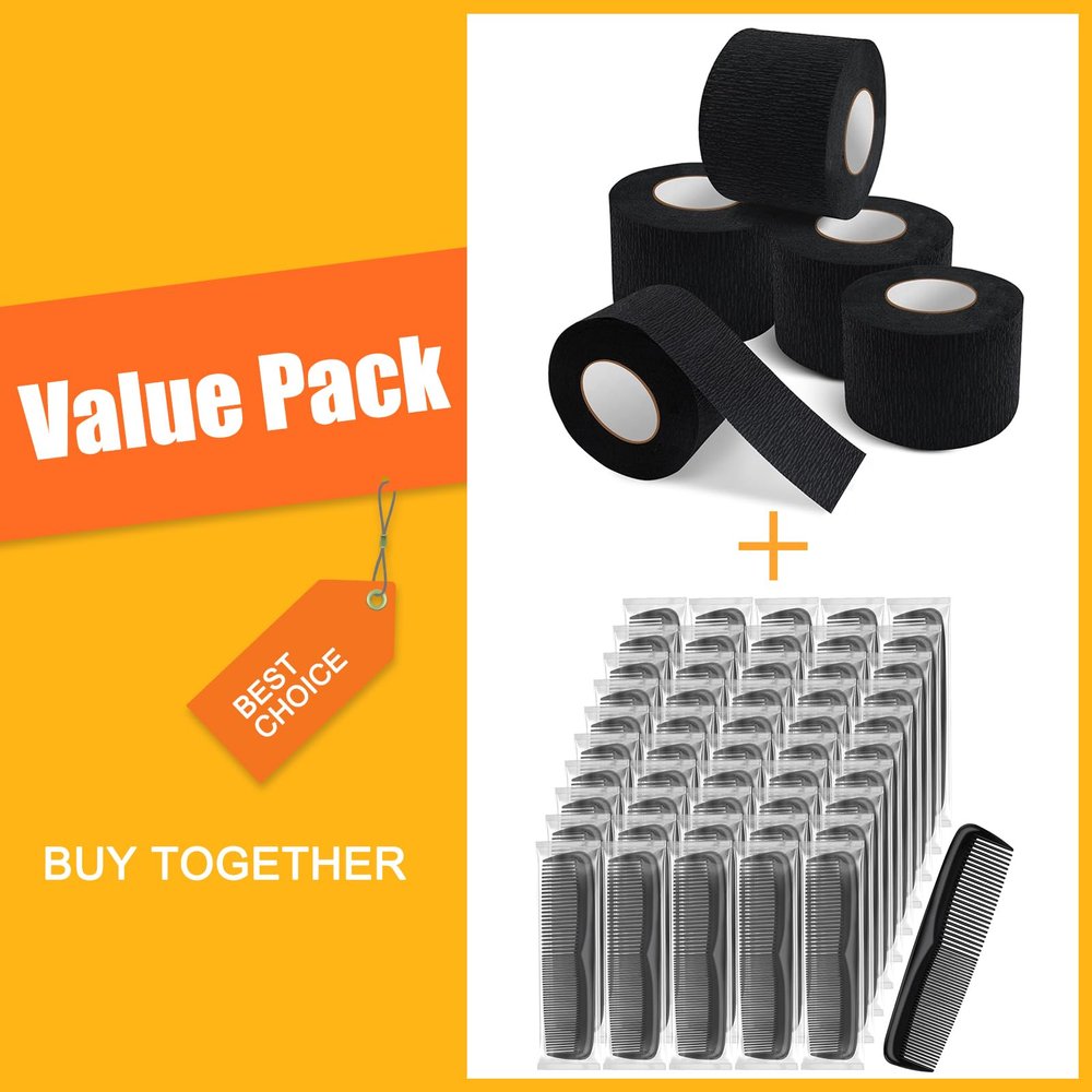 NICEMOVIC 5 Rolls Disposable Barber Paper Neck Strips and 50 Pack Pocket Combs for Men