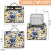 Adornori Floral Flower Travel Toiletry Bag for Men and Women, Large Hanging Makeup Bag Organizer Toiletries Bag for Travel, Yellow Blue Cosmetic Bag with Handle view 2