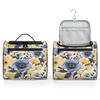 Adornori Floral Flower Travel Toiletry Bag for Men and Women, Large Hanging Makeup Bag Organizer Toiletries Bag for Travel, Yellow Blue Cosmetic Bag with Handle view 4
