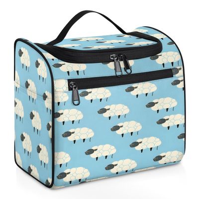 Adornori Cute Travel Toiletry Bag for Men and Women, Large Hanging Makeup Bag Organizer Toiletries Bag for Travel, Sheep Cosmetic Bag with Handle