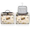 Adornori Bee Travel Toiletry Bag for Men and Women, Large Hanging Makeup Bag Organizer Toiletries Bag for Travel, Yellow Honey Floral Cosmetic Bag with Handle view 4