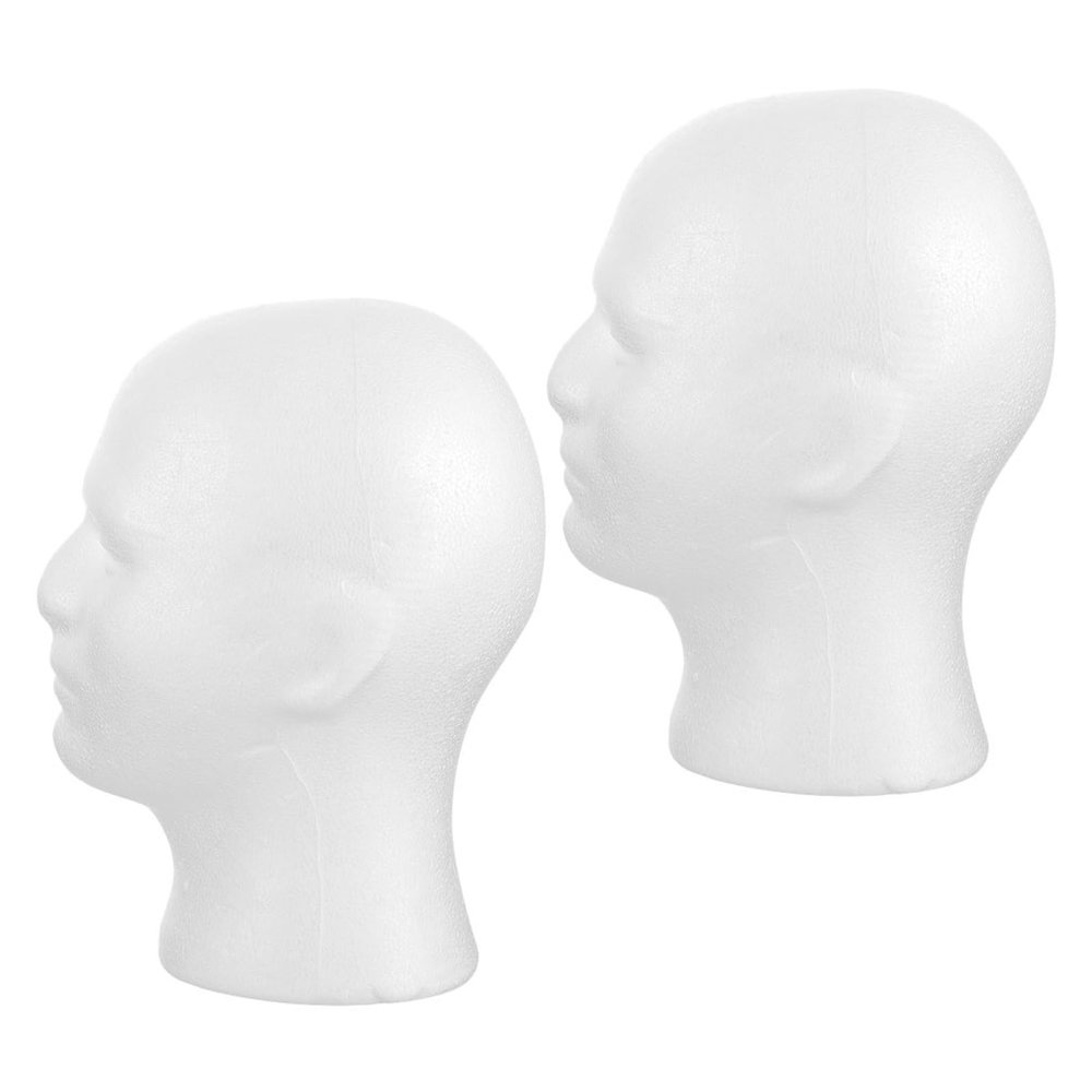 Beavorty 2pcs White Foam Mannequin Head for Hair Practice and Display Male Foam Wig Stand with Interlocking Design for Salon Hats and Accessories Showcase