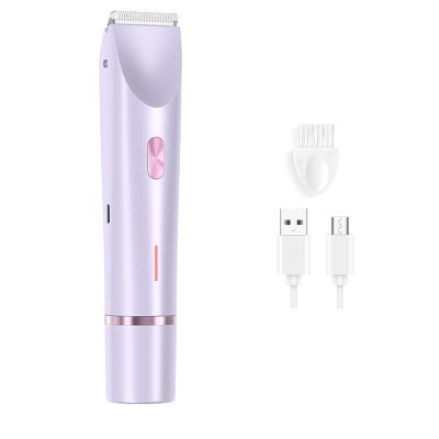 2 in 1 Electric Shaver for Women, Rechargeable Electric Shaver and Accessories, Body Hair Trimmer, Wet and Dry Use Body Trimmer for Home (Purple)