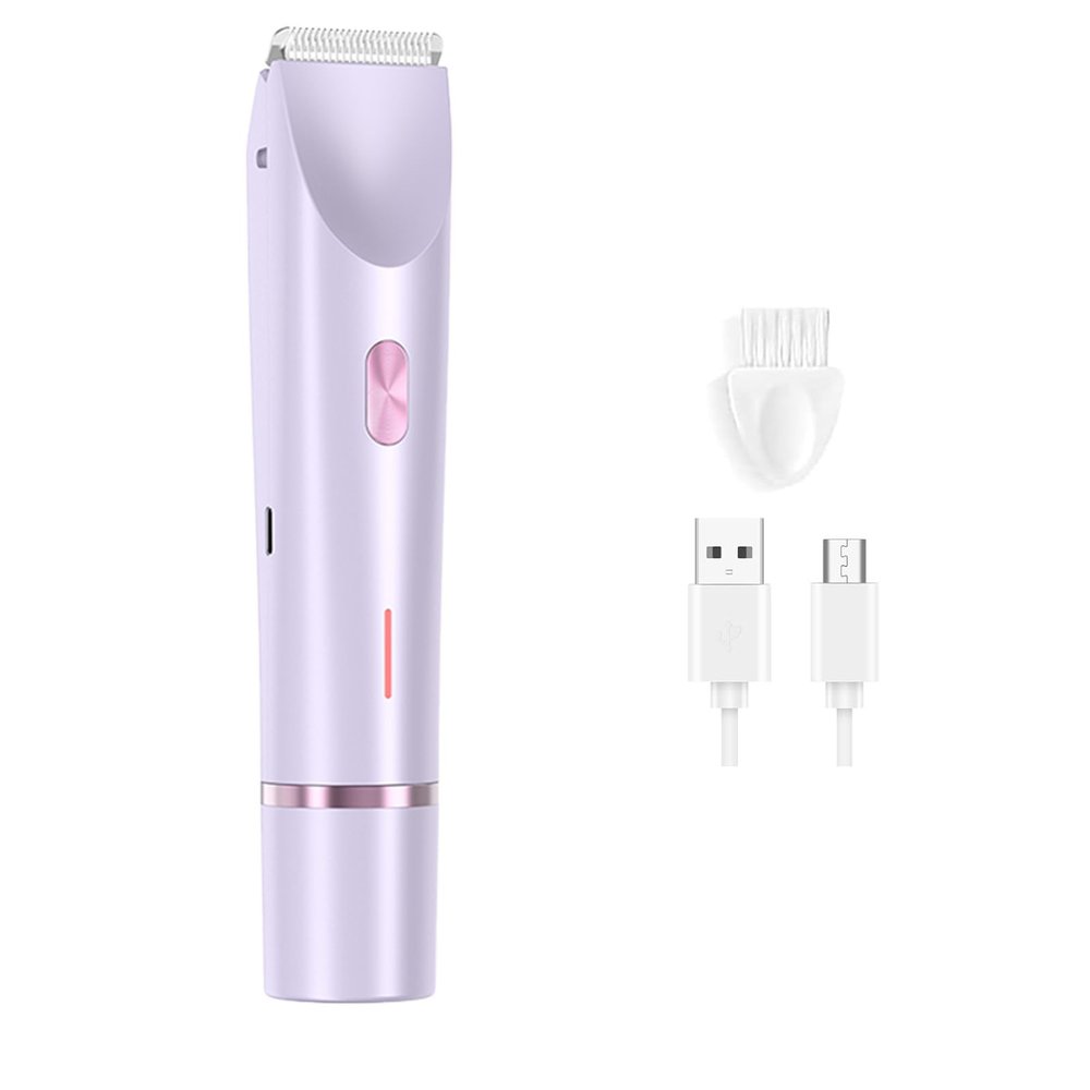 2 in 1 Electric Shaver for Women, Rechargeable Electric Shaver and Accessories, Body Hair Trimmer, Wet and Dry Use Body Trimmer for Home (Purple)