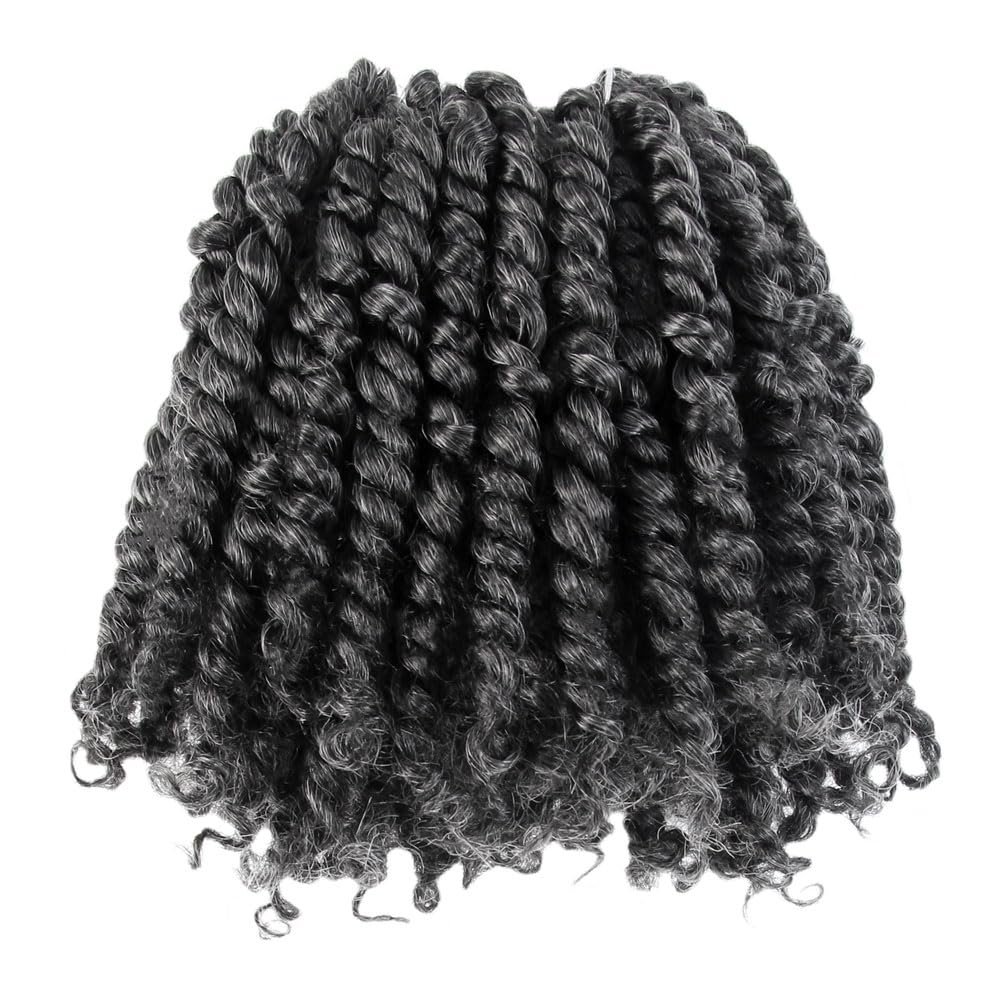 KAVSORAPI Passion Twist Hair,6 Inch Passion Twist Braiding Hair,Short Pre Looped Crochet Twist Jumbo Pre-twisted Two Strand Braids 8 Packs (Salt and Pepper)