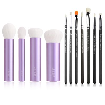 Jessup Eyeshadow Brush Set 7pcs Fluffy T334 Bundled with Face Kabuki Makeup Brushes Set T517