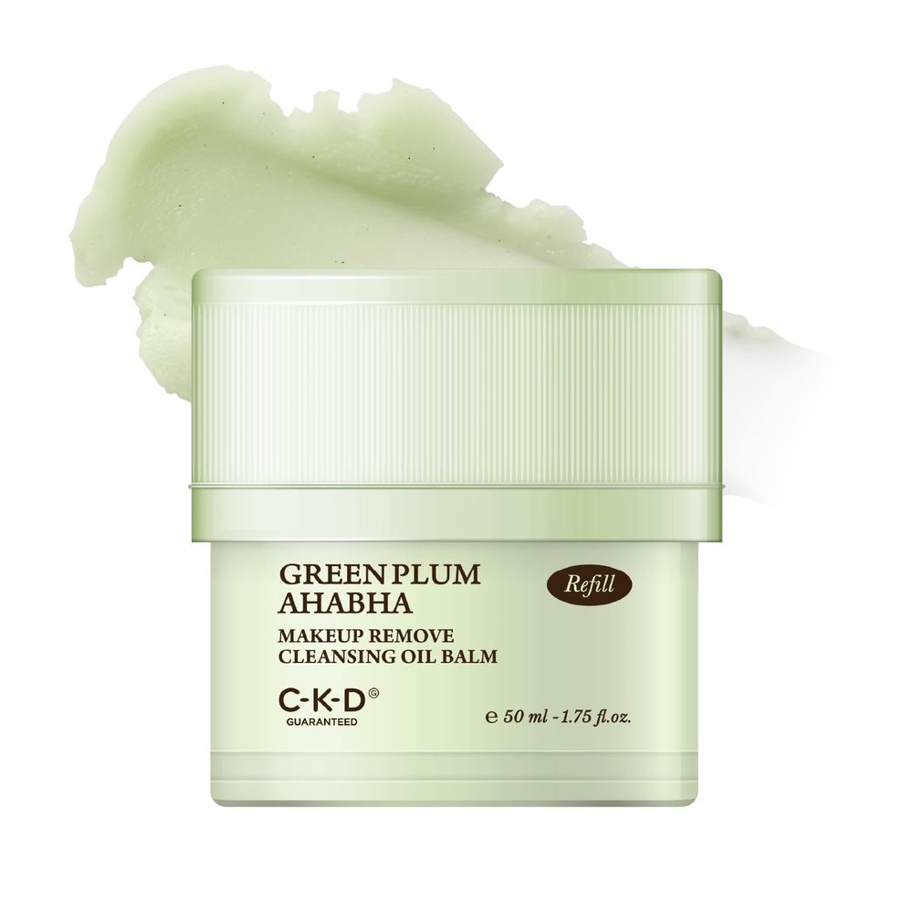 CKD Green Plum AHABHA Grinding Cleansing Oil Balm [Refill] - Sherbet Balm Cleanser for Makeup, Sebum & Blackhead Removal. Exfoliating with 4-Acid Complex for All types of Skin.1.75 fl oz