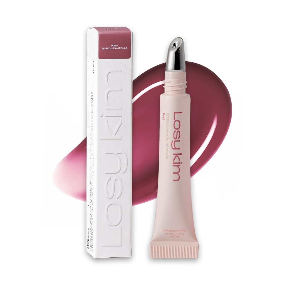 Losy Kim PDRN Tinted Lip Serum High Gloss Ultra Hydrating Natural Glow, Non-Sticky Volumizing Color Glaze with Long-Lasting Shine, Nourishing Moisturizing Repair for Chapped Lips (0.34 oz)