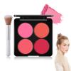 4 Colors Blush Palette for Cheeks with Make Up Brush,Face Matte Contour Blush Makeup Palette,Buildable Shimmer Facial Cheek Blusher Shades,Blendable Cosmetic Makeup Blush view 1