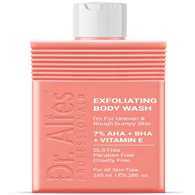 Dr. Alies - Professional Exfoliating Body Wash, 245ml, AHA BHA Vitamin E Formula, Gentle Shower Gel for Men & Women