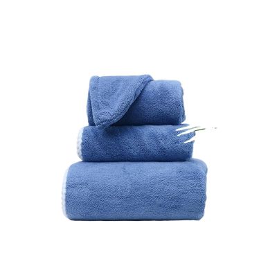 NSUQOA JSEIAJB Three-Piece Gift Set Couple Bath Towel Towel Non-Cotton Bath Wrap Quick-Drying Hair Cap(Blue)