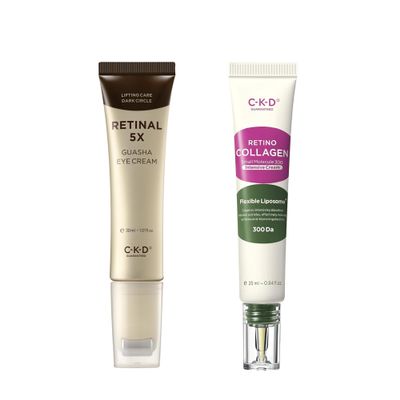 CKD Anti-Aging Eye & Neck Care Bundle  Retinal + Collagen Creams with Gua Sha Roller for Wrinkles, Dark Circles & Firming