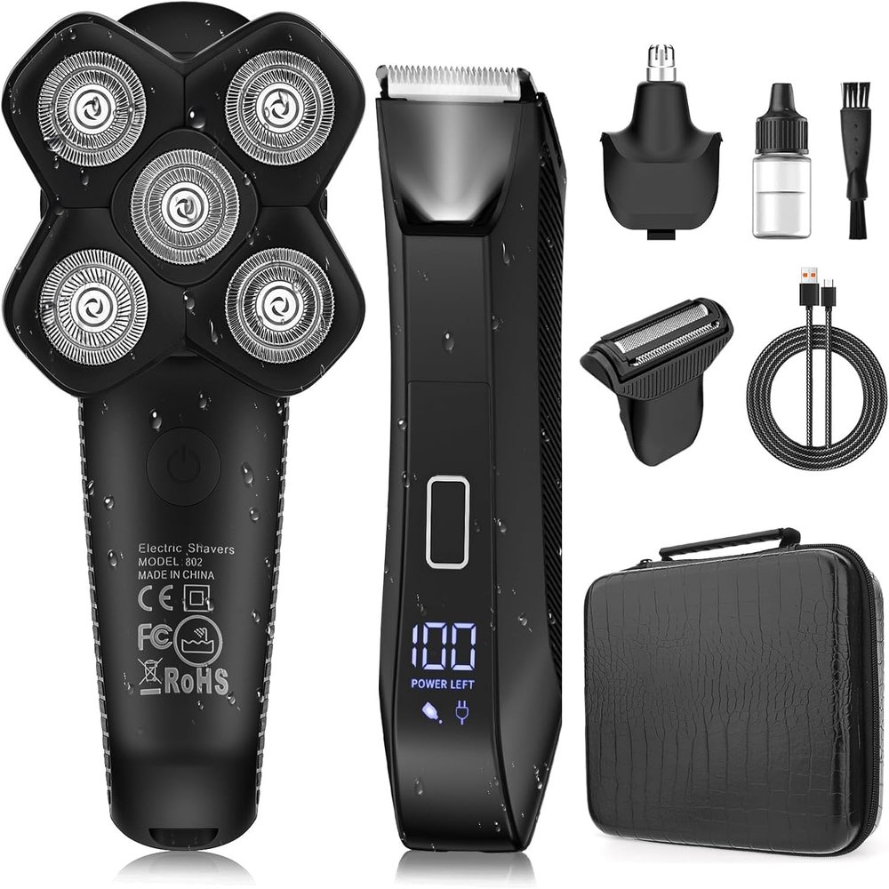 Manscape Body and Ball Trimmer for Men, Bald Head & Body Shaver, 3-in-1 Pubic Groin Nose Hair Trimmer, Head Shaver for Bald Men & Body Groomer, Electric Razors for Smooth Shaving, IPX7 Waterproof