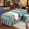 Green1,75x190cm/29.5x74.8in,Beauty Bed Blanket with Breather Holes,Elastic Salon SPA Bed Sheet Cover Massage Bed Cover Pillowcase Stool Cover Massage Table Sheets 4 Piece Set view 1