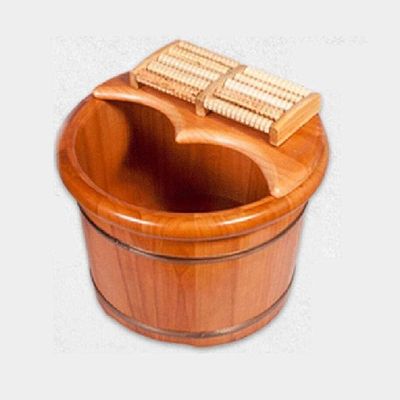Natural Oak en Footbath Barrel, Pedicure Soaking Basin for Home & Salon Use, Thickened Health Foot Tub with Massage Beads
