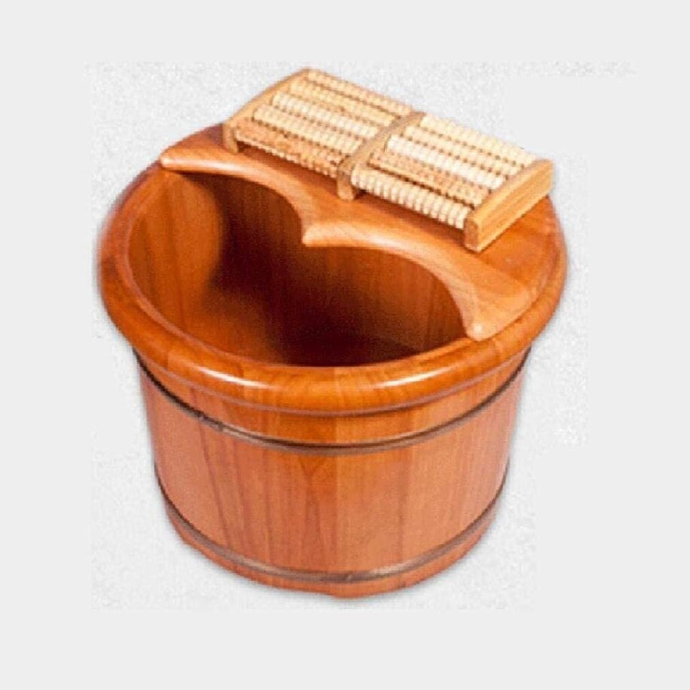 Natural Oak en Footbath Barrel, Pedicure Soaking Basin for Home & Salon Use, Thickened Health Foot Tub with Massage Beads