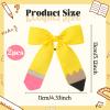 2PCS Back to School Hair Bows for Girls Pencil Cheer Hair Bow with Ponytail Holder Elastic Band Handmade for Kindergarten Girls Students Toddler Teacher Hair Accessories OutfitsPencil Yellow view 2