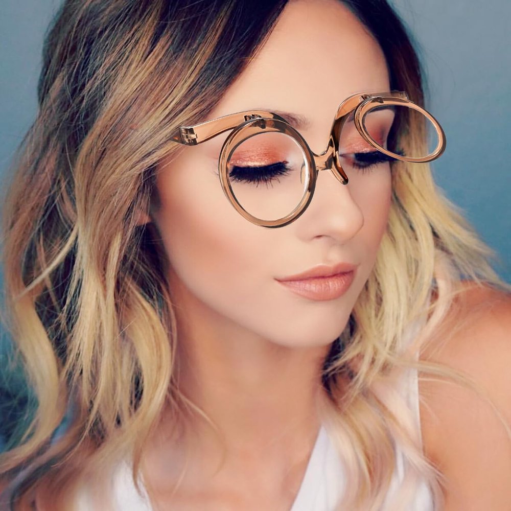 OREUDO Leopard Print Fashion Magnifying Glasses  HD Makeup Mirror & Reading Glasses 2-in-1, with Case & Cloth (coffee brown, 1.5 X)