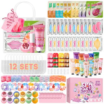 136 PCS Party Favors Bags for Eye Mask Lip Balm Hand Cream & Face Mask Skincare, Foot Spa Bath Bomb & Headband, Bachelorette Party, Retirement Graduation, Friendship, Sister & Birthday Gifts for Women