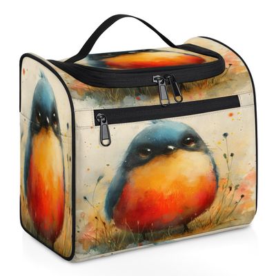 Adornori Bird Travel Toiletry Bag for Men and Women, Large Hanging Makeup Bag Organizer Toiletries Bag for Travel, Funny Bird Cosmetic Bag with Handle