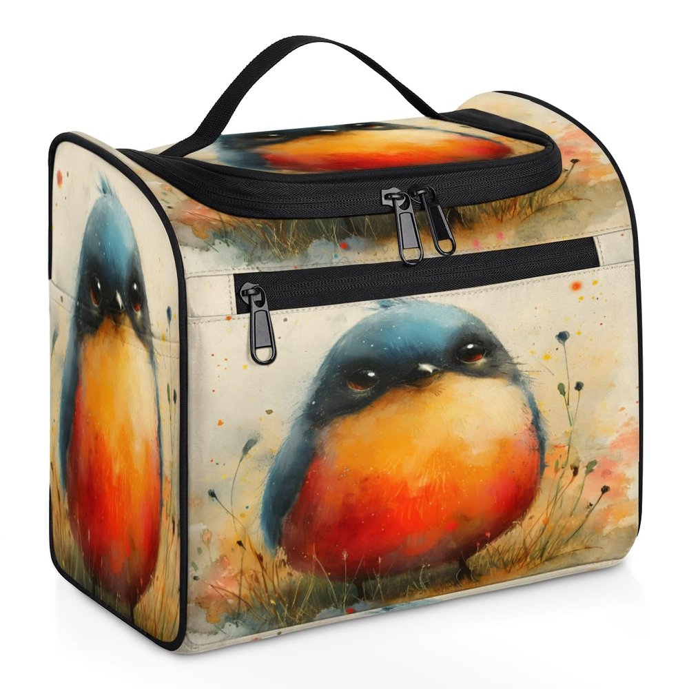 Adornori Bird Travel Toiletry Bag for Men and Women, Large Hanging Makeup Bag Organizer Toiletries Bag for Travel, Funny Bird Cosmetic Bag with Handle