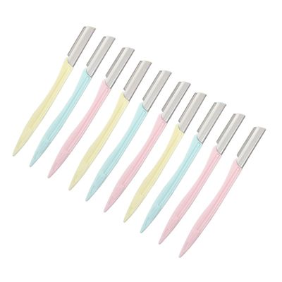 Beavorty 1set Portable Eyebrow Razor Set Ergonomic Design Eyebrow Trimmer with Protective Cover Makeup Beauty Tools for Travel and Home Grooming 10pcs