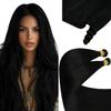 120g 14inch Natural Black Weft Hair Extensions Bundle Machine Weft Hair Extensions with Genius Sew in Extensions Human Hair 2 Packs view 1
