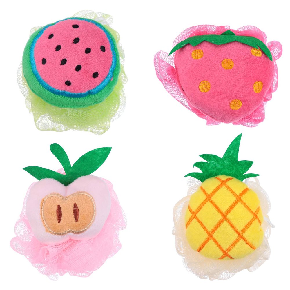 GALPADA Ball Set 4 Large Cartoon Shower Balls Exfoliating Mesh Bath Toys Colorful Bath Accessories for Fun Shower Experience