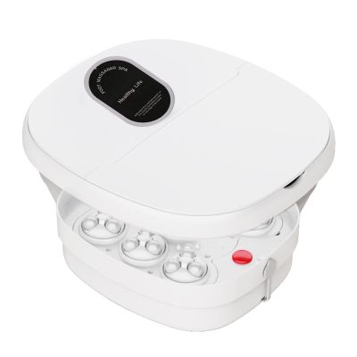 Altsuceser Collapsible Foot Spa with Thermostatic Heating Bubbles Red Light Therapy, Foot Bath Massager with 4 Acupressure 8 Rollers Massage Timer Control,Luxury Foldable Foot Bath for Relaxation Str