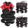 12A Body Wave Bundles with Frontal Human Hair 22 24 26+20 Inch Brazilian Virgin Body Wave Human Hair Weave 3 Bundles with 13x4 HD Lace Frontal Closure view 2