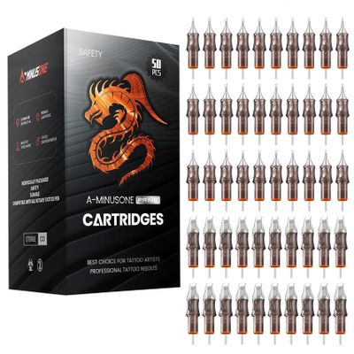 50 Assorted Tattoo Cartridge Needles Mixed Size 5 Pcs each of #10 1005RL, #12 Round Liner Shader Curved Magnum 7RL 5RS 9RS 7RM 9RM 15M1 21M1, 10 Pcs 1209RL Pro Disposable Membrane Tattoo Needles