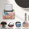 Adornori 4th of July USA Flag Travel Toiletry Bag for Men and Women, Large Hanging Makeup Bag Organizer Toiletries Bag for Travel, Flower American Flag Cosmetic Bag with Handle view 3