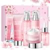 Collagen Sakura Skincare Gift Set, Cherry Blossom Skin Care Set for Teen Girls & Women, Moisturizing & Revitalizing Skin, 6Pcs Collagen Skin Care Routine Kits for Face, Korean Daily Skin Care view 1