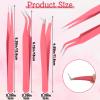6 Pack Lash Extension Tweezers, Lash Tweezers For Eyelash Extensions, Straight and Curved Eyelash Tweezer, Fiber Tip Lash Tweezer for Professional Eyelash Extension Artists, Girls, Women view 2