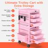 TASALON Pink Lockable Salon Cart with Wheels, Beauty Salon Station Trolley with 6 Drawers & Heat-Resistant Tool Holders, Rolling Barber Organizer for Hair Stylist, Spa & Tattoo Studio view 2