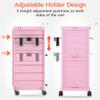 TASALON Pink Lockable Salon Cart with Wheels, Beauty Salon Station Trolley with 6 Drawers & Heat-Resistant Tool Holders, Rolling Barber Organizer for Hair Stylist, Spa & Tattoo Studio view 3